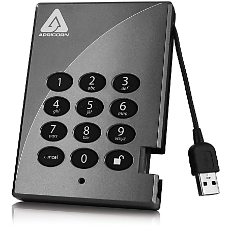 Apricorn Aegis Padlock 1 TB External Hard drive, Black, A25-PL128-1000