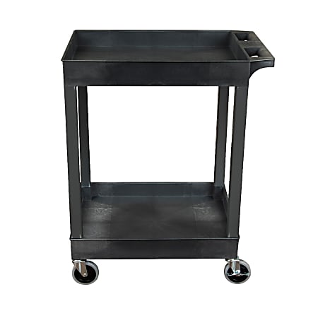 Luxor 2-Shelf Plastic Utility Cart, 34-1/4”H x 24”W x 18”D, Black