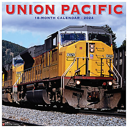 2024 Willow Creek Press Hobbies Monthly Wall Calendar, 12" x 12", Union Pacific Trains, January To December