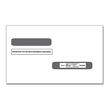 ComplyRight™ Double-Window Envelopes For W-2 Form 5216 And 1099-R Form 5175, 5 5/8" x 9", White, Pack Of 100 Envelopes
