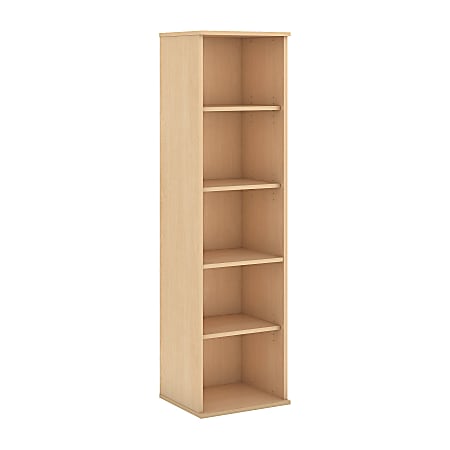 Bush Business Furniture 5 Shelf Narrow Bookcase, 66"H, Natural Maple, Standard Delivery