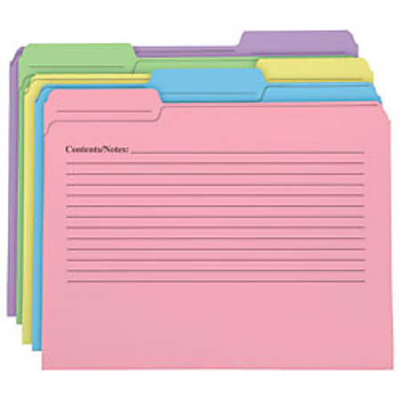 Office Depot® Brand Pastel Folders With Printed Form, 1/3 Cut, Letter Size, Assorted Colors, Pack Of 24