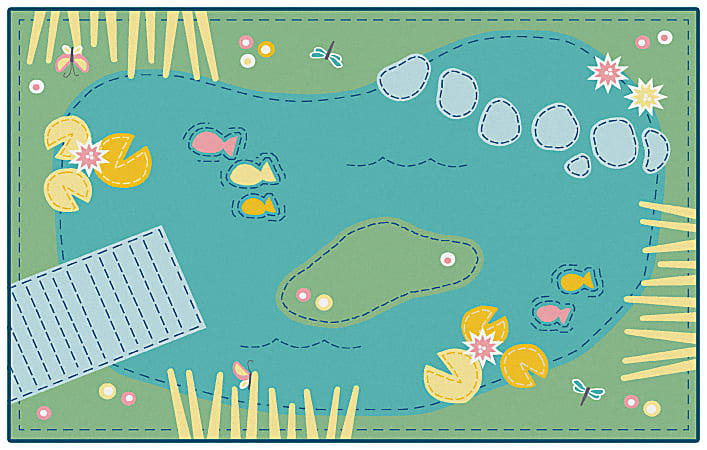Carpets for Kids® KID$Value PLUS™ Tranquil Pond Activity Rug, 7'6" x 12' , Green