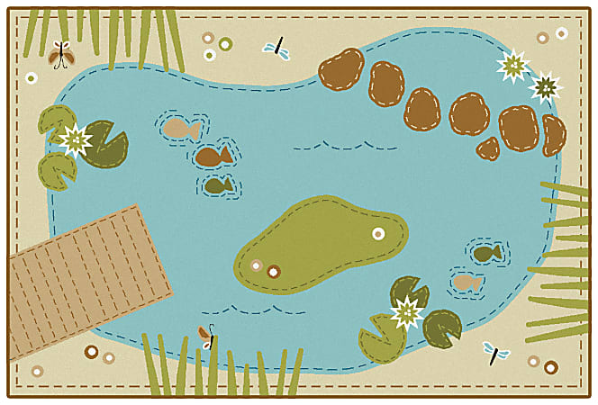 Carpets for Kids® KID$Value PLUS™ Tranquil Pond Activity Rug, 6' x 9', Tan