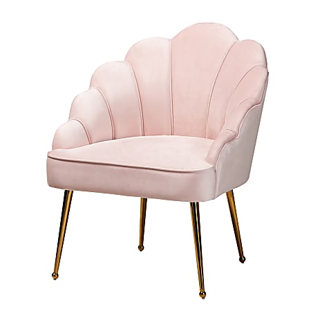 Baxton Studio 10400 Seashell Accent Chair, Light Pink