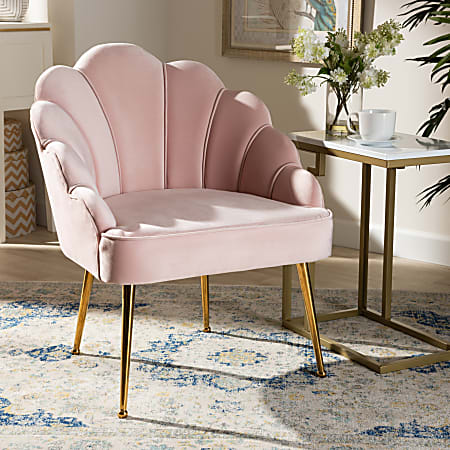 Baxton Studio 10400 Seashell Accent Chair Light Pink Office Depot