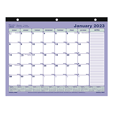 Brownline® Monthly Desk Pad Calendar, 11" x 8-1/2", Blue/White, January To December 2023, C181721