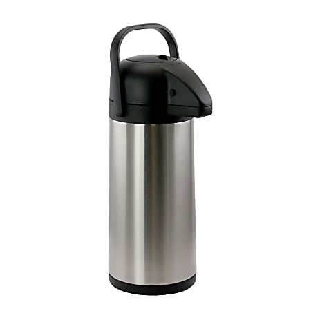 MegaChef 3 L Stainless-Steel Airpot Hot Water Dispenser for Coffee and Tea, 5 1/2" Handle, Silver/Black