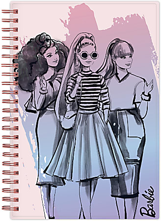 Blue Sky™ Barbie Weekly/Monthly Planning Calendar, 5" x 8", Ombre Chic, July 2021 To June 2022, 131253