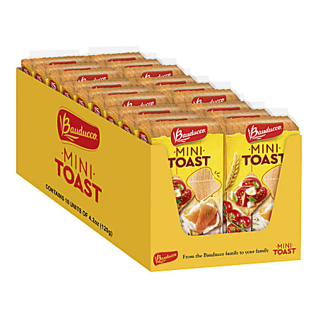 Bauducco Foods Toast Minis, Salty, 4.2 Oz, Pack Of 18 Bags