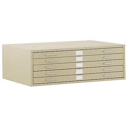 Sandusky® 5-Drawer Flat File, 16 1/8"H x 40 3/4"W x 28 3/8"D, Putty