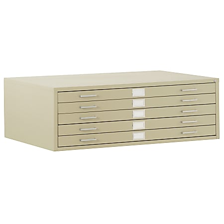 Sandusky® 5-Drawer Flat File, 16 1/8"H x 40 3/4"W x 28 3/8"D, Putty