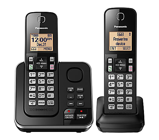 Panasonic® DECT 6.0 Expandable Cordless Phone System With Answering Machine And 2 Handsets, KX-TGC362B