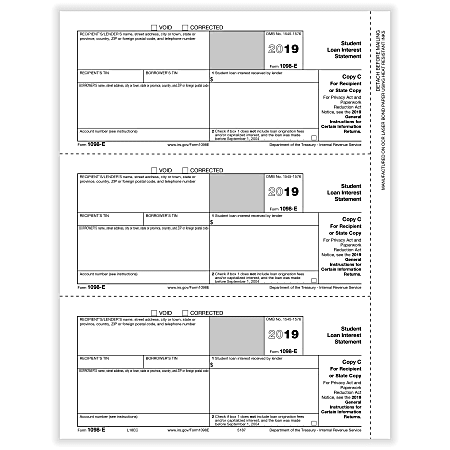 ComplyRight™ 1098-E Laser Tax Forms, Recipient/State Copy C, 8-1/2" x 11", Pack Of 50 Forms