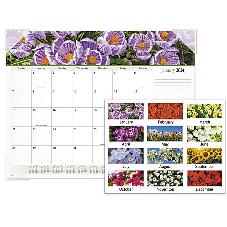 2024 AT-A-GLANCE® Panoramic Floral Monthly Desk Pad Calendar,