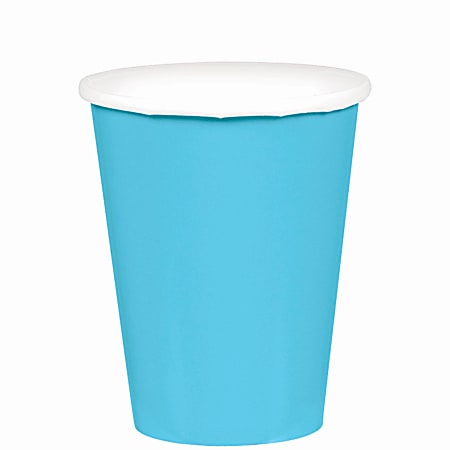 Amscan 68015 Solid Paper Cups, 9 Oz, Caribbean Blue, 20 Cups Per Pack, Case Of 6 Packs