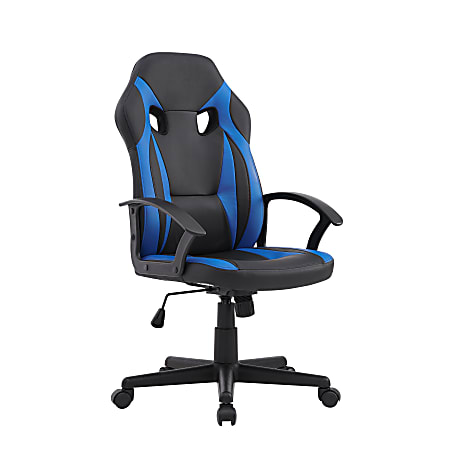 Linon Chatham Gaming/Office Chair, Black/Blue