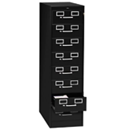Tennsco Card 15"D Vertical 8-Drawer File Cabinet With Lock, Black