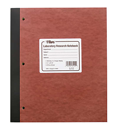 TOPS Lab Research Notebook With Carbon Sheets 9 14 x 11 Quad Ruled  BrownCanaryWhite 100 Sheets - Office Depot