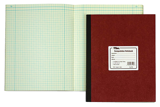 TOPS™ Computation Notebook, 11 3/4" x 9 1/4", 4 x 4 Quad, 75 Sheets