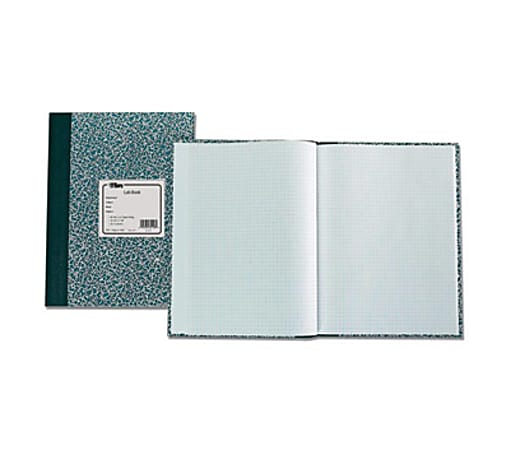 TOPS Quad Ruled Lab Research Notebook - 60 Sheets - 7 3/4" x 10 3/8" - White Paper - Green Cover - Graphite Cover - Stiff-back - 1 Each