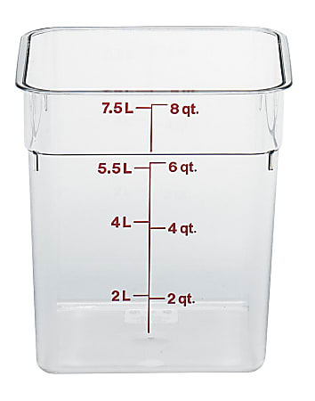 Cambro Camwear 8-Quart CamSquare Storage Containers, Clear, Set Of 6 Containers