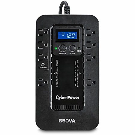 CyberPowerPC CyberPower Ecologic EC650LCD 8 Outlet Uniterruptible Power Supply, 650VA/390 Watts