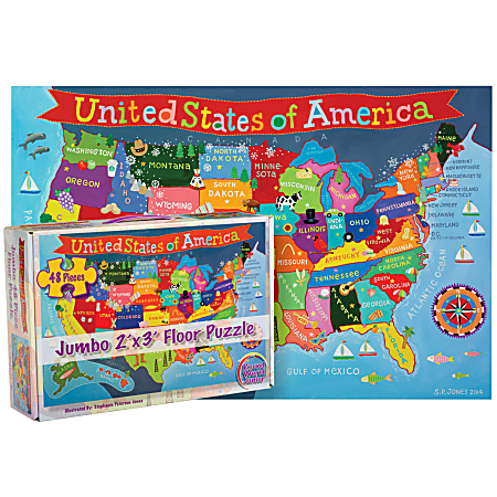 Round World Products Kids' United States 48-Piece Floor Puzzle