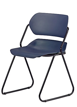 OFM Armless Stackable Chairs With Plastic Seat & Back, 31"H x 20"W x 20"D, Navy/Black Fabric, Set Of 4