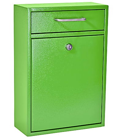 Mail Boss Locking Security Drop Box, 16-1/4"H x 11-1/4"W x 4-3/4"D, Neon Green