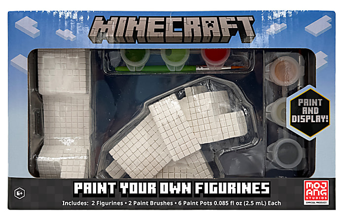 Minecraft 2 Pack Paint Your Own Figurines, 5.5" x 9" x 3"
