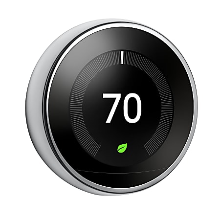 Google™ Nest Programmable Learning Thermostat With Temperature Sensor, 3rd Generation, Polished Steel