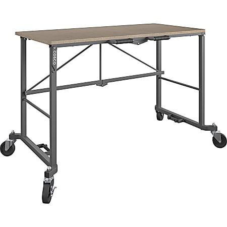 Cosco Smartfold Portable Work Desk Table - For - Table TopRectangle Top - Four Leg Base - 4 Legs x 51.40" Table Top Width x 26.50" Table Top Depth - 55.45" Height - Assembly Required - Brown - Steel - Medium Density Fiberboard (MDF) Top Material - 1 Each