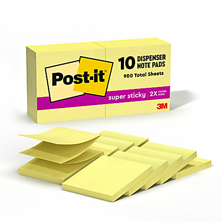 Post-it® Super Sticky Pop Up Notes, 3 x 3 in, 10 Sticky Note Pads, 90 Sheets/Pad, 2X the Sticking Power, School and Office Supplies, Canary Yellow