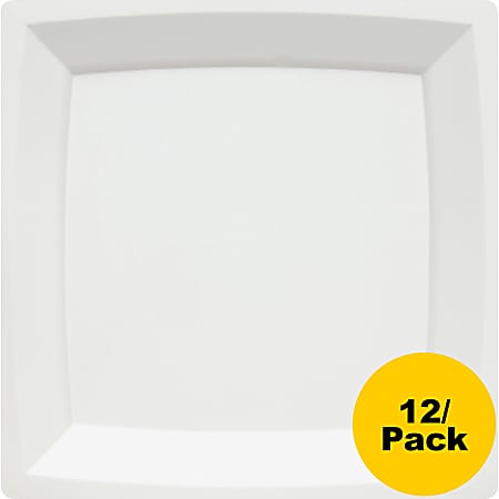 Milan Classicware 9-2/5" Square Dinner Plates - Disposable - White - Plastic Body - 12 / Pack