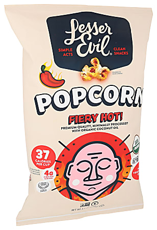 LesserEvil Organic Popcorn, Fiery Hot, 4.6 Oz, Total Qty 12