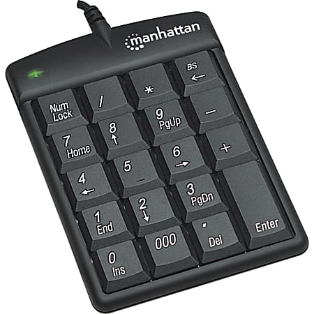 Manhattan USB Numeric Keypad with 18 Full-size keys - Asynchronous number lock function operates independently of computer keypad for faster numeric data entry