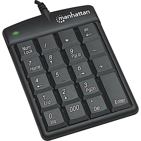 Manhattan 19-Key Wired Numeric Keypad, Black, 176354