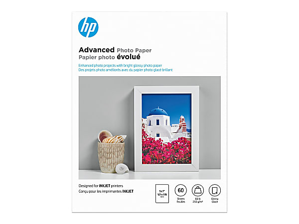 HP Advanced Photo Paper for Inkjet Printers Glossy 5 x 7 66 Lb