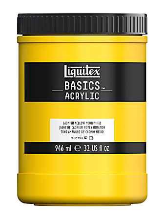 Liquitex Basics Acrylic Paint, 32 Oz Jar, Cadmium Yellow Medium Hue