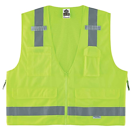 Ergodyne GloWear® Safety Vest, Surveyor's 8250Z, Type R Class 2, 4X/5X, Lime