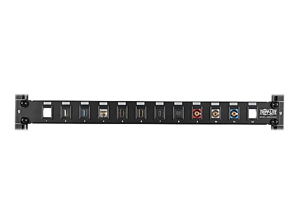 Tripp Lite 12-Port 1U Rack-Mount Unshielded Blank Keystone/Multimedia Patch  Panel, RJ45 Ethernet, USB, HDMI, Cat5e/6 - Patch panel - black - 1U - 19