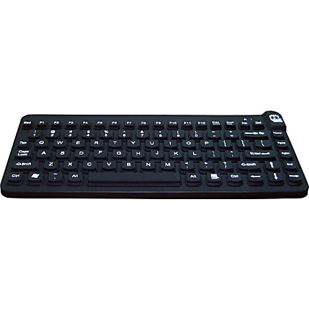 Man & Machine Premium Waterproof Disinfectable Silent 12" Keyboard - Cable Connectivity - USB Interface - Computer - PC, Mac - Industrial Silicon Rubber Keyswitch - Black