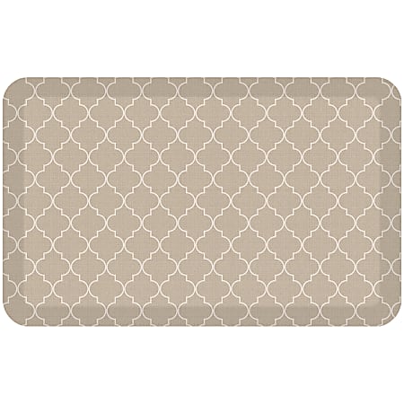 GelPro Designer Comfort Polyurethane Anti-Fatigue Mat For Hard Floors, 20” x 32”, Trellis Khaki