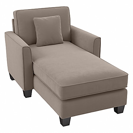 Bush® Furniture Flare Microsuede Fabric Chaise Lounge With Arms, Tan, Standard Delivery