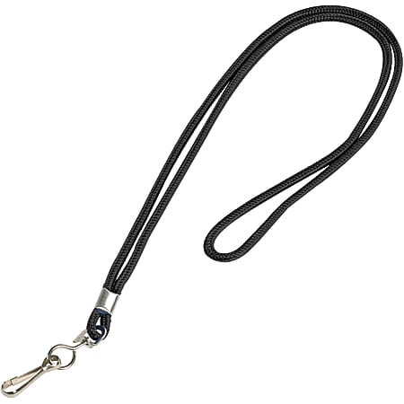 Partners Brand Standard Lanyards, With Hook, 38", Black, Case Of 24