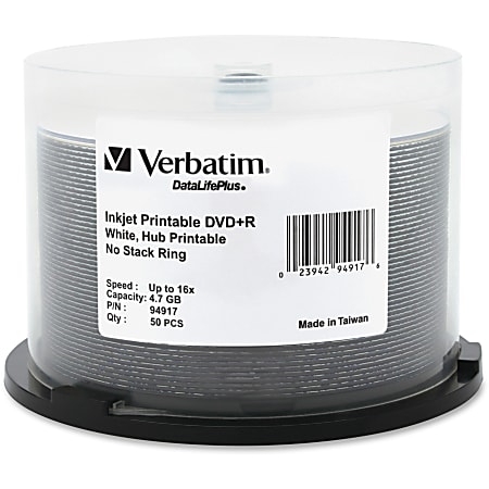DVD-R DataLife Plus Printable Recordable Disc, 4.7 GB,16x, Spindle, White, 50/Pack