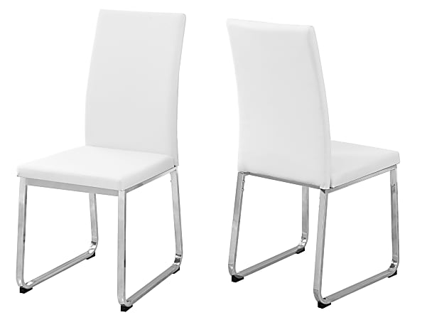 Monarch Specialties Shasha Dining Chairs, White/Chrome, Set Of 2 Chairs
