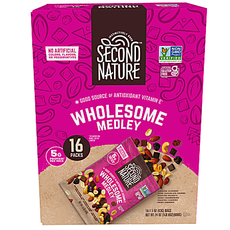 Second Nature Wholesome Medley Mixed Nuts, 1.5 Oz, Pack Of 16 Bags