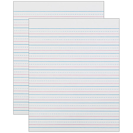 Pacon Zaner-Bloser Sulphite Handwriting Paper, Dotted Midlines, 2nd Grade, 1/2"x1/4"x1/4" Ruled, 8"x10-1/2", White 500 Sheets Per Pack, Set Of 2 Packs